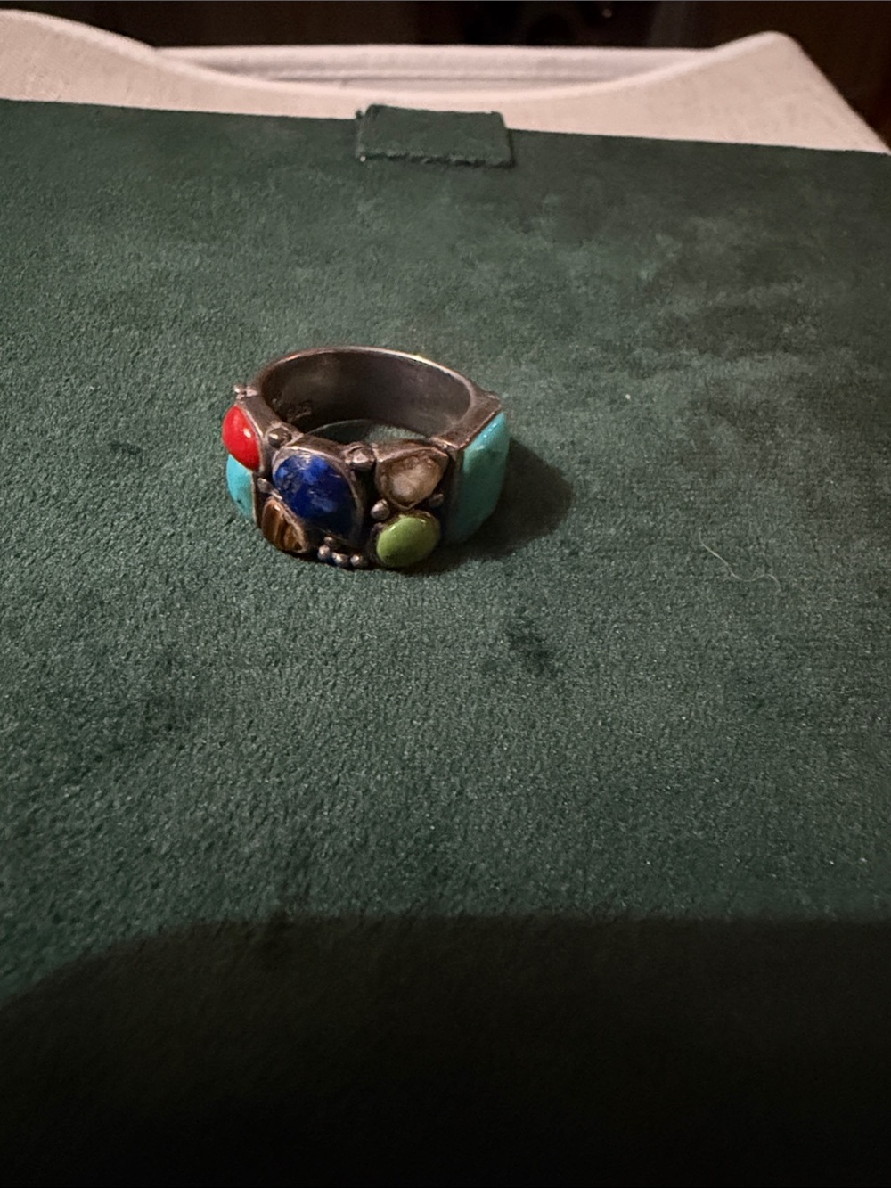 Multicolor Gemstone Sterling Silver Statement Ring - Colorful Accent